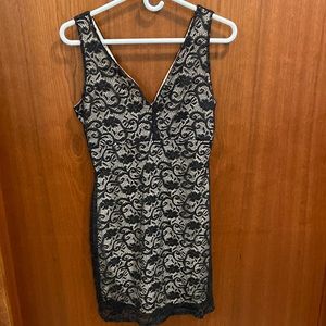 Black lace cocktail dress L
